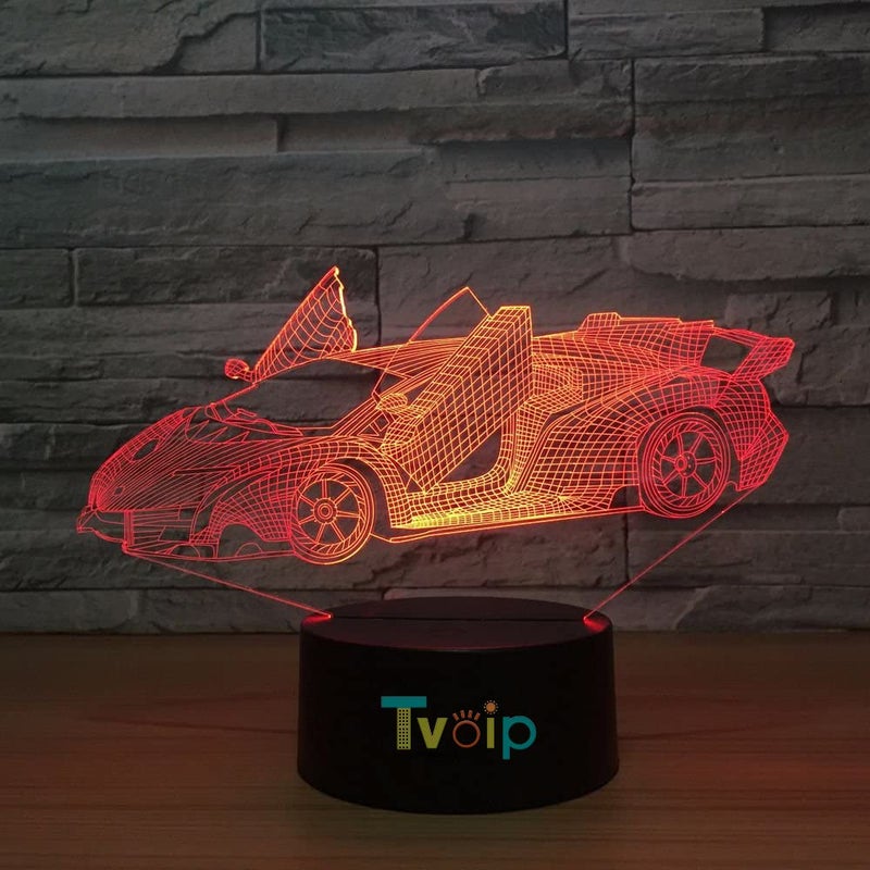 Tvoip 7 Color Changing Night Lamp 3D Atmosphere Bulbing Light 3D Visual Illusion LED Lamp for Kids Toy Christmas Birthday Gifts (Racing Car) - Image 4